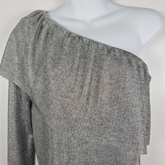 Zara TRF One Shoulder Knit Pullover With Metallic Effect Size Small - Picture 3 of 11